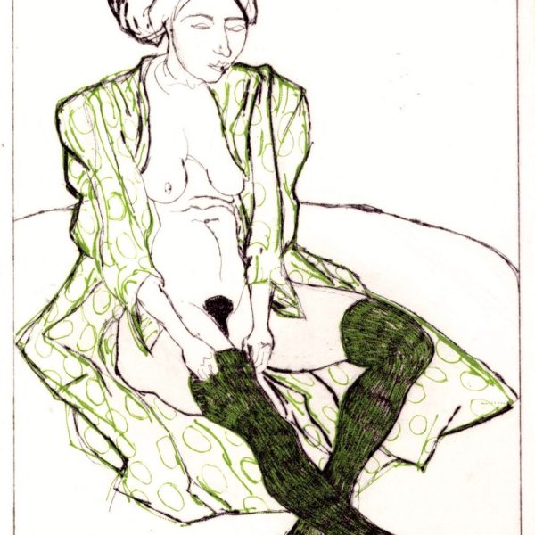 Domestic Intimacy, Green Stocking, Green Circle Robe