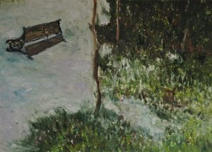 Flooded Bench, monotype, 49.7 x 69.1 cm