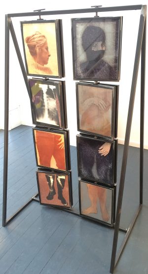 NiamhMcGuinne_Wilgefortis_2017_mixed media prints in a mobile metal frame_205x126x100cm_POA