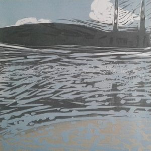 Graphic Studio Dublin • Marta Wakula-Mac: TITLE Sea IV MEDIUM linocut EDITION NUMBER 6/30 PAPER SIZE & PLATE SIZE 35x35cm, 15x15cm plate UNFRAMED GALLERY SELLING 160euro