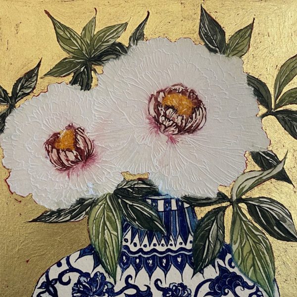 Jean Bardon, Paeonies with gold leaf_WEB