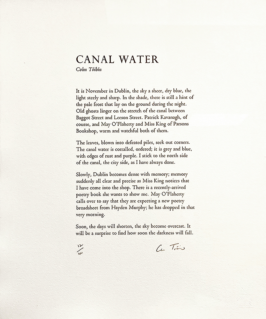 Colm Toibin, Canal Water_Cropped