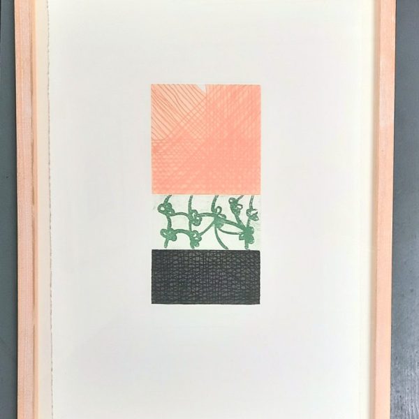 Untitled (Peach, Green Flowers, Black) (Framed)